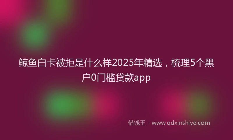鲸鱼白卡被拒是什么样2025年精选，梳理5个黑户0门槛贷款app