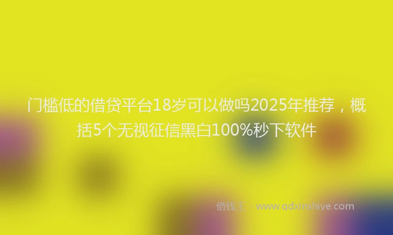 门槛低的借贷平台18岁可以做吗2025年推荐，概括5个无视征信黑白100%秒下软件
