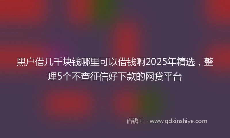 黑户借几千块钱哪里可以借钱啊2025年精选，整理5个不查征信好下款的网贷平台