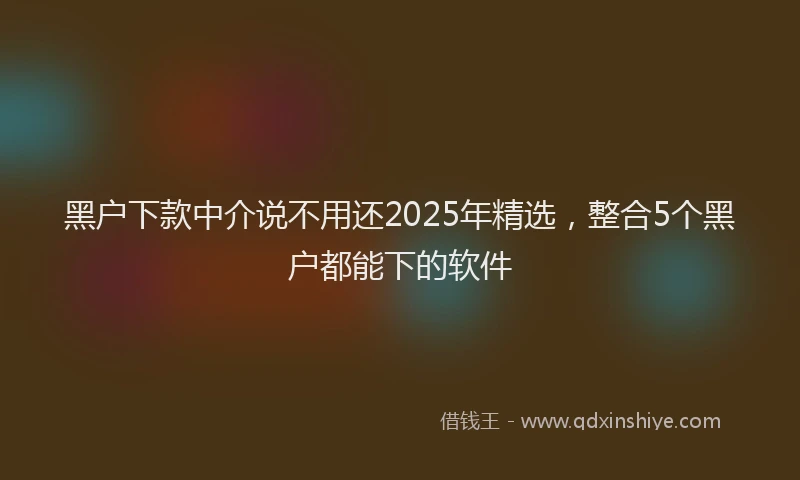 黑户下款中介说不用还2025年精选，整合5个黑户都能下的软件