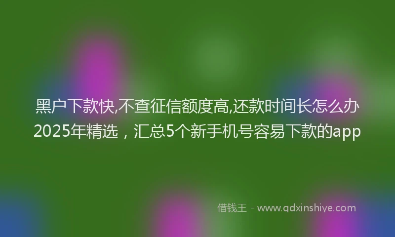 黑户下款快,不查征信额度高,还款时间长怎么办2025年精选，汇总5个新手机号容易下款的app