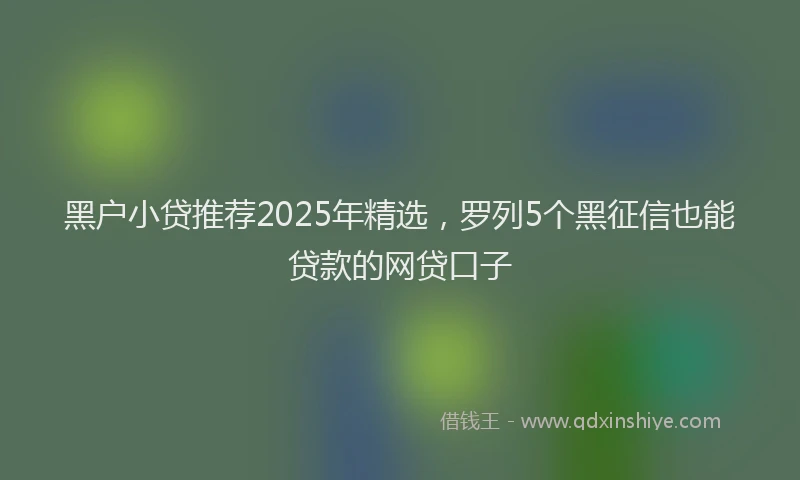 黑户小贷推荐2025年精选，罗列5个黑征信也能贷款的网贷口子
