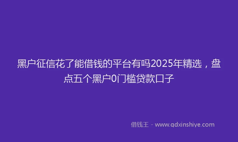 黑户征信花了能借钱的平台有吗2025年精选，盘点五个黑户0门槛贷款口子