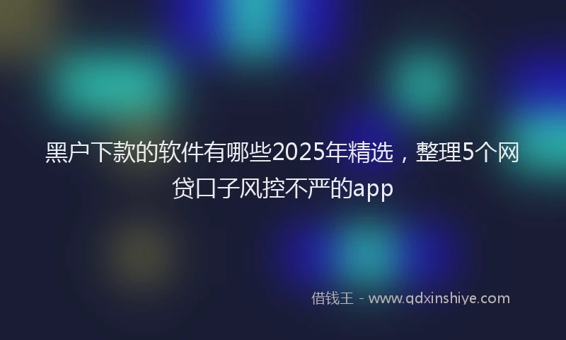 黑户下款的软件有哪些2025年精选，整理5个网贷口子风控不严的app