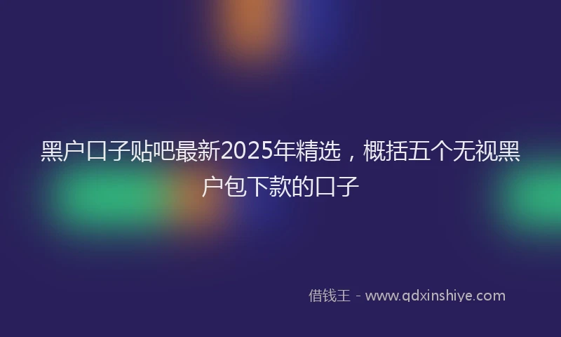 黑户口子贴吧最新2025年精选，概括五个无视黑户包下款的口子