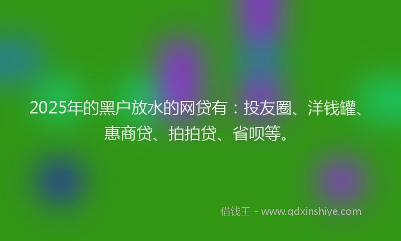 2025年的黑户放水的网贷有：投友圈、洋钱罐、惠商贷、拍拍贷、省呗等。