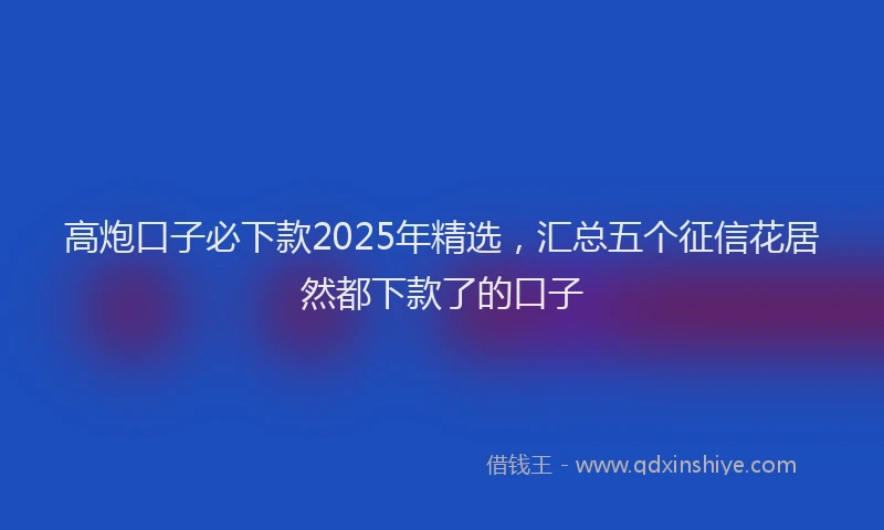 高炮口子必下款2025年精选，汇总五个征信花居然都下款了的口子