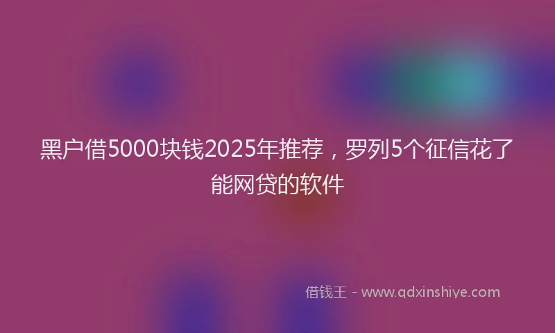 黑户借5000块钱2025年推荐，罗列5个征信花了能网贷的软件