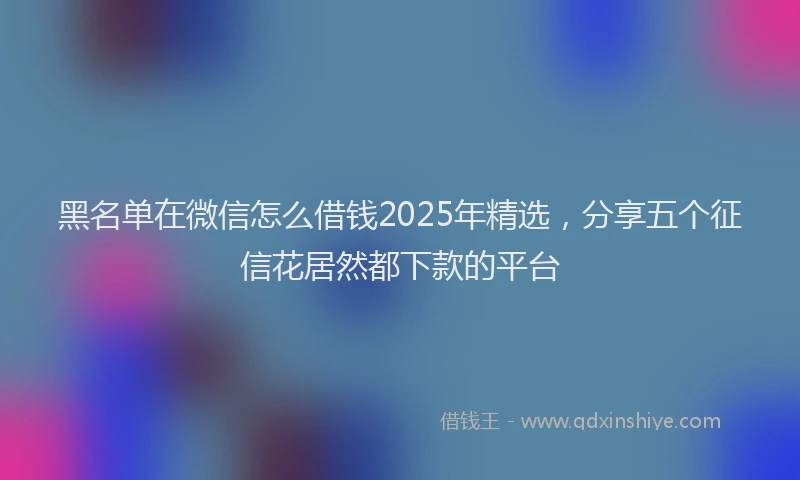 黑名单在微信怎么借钱2025年精选，分享五个征信花居然都下款的平台