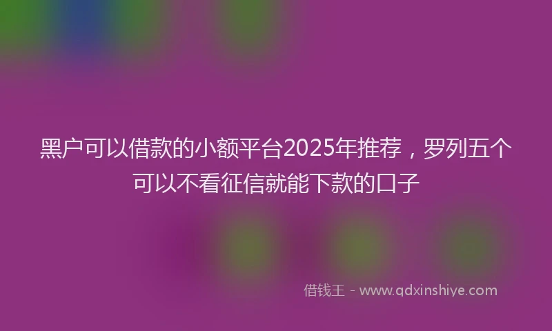 黑户可以借款的小额平台2025年推荐，罗列五个可以不看征信就能下款的口子