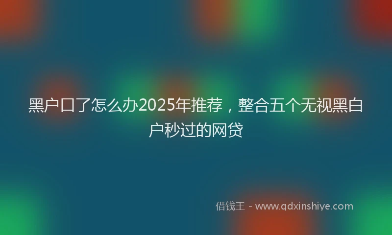 黑户口了怎么办2025年推荐，整合五个无视黑白户秒过的网贷