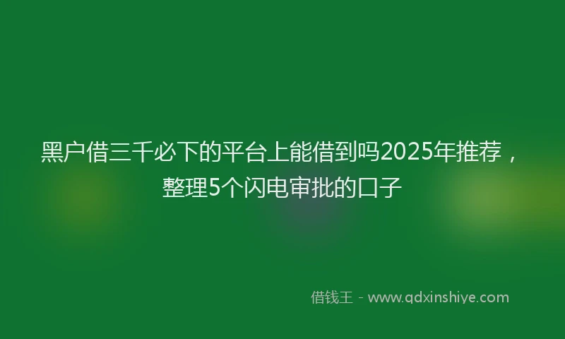 黑户借三千必下的平台上能借到吗2025年推荐，整理5个闪电审批的口子