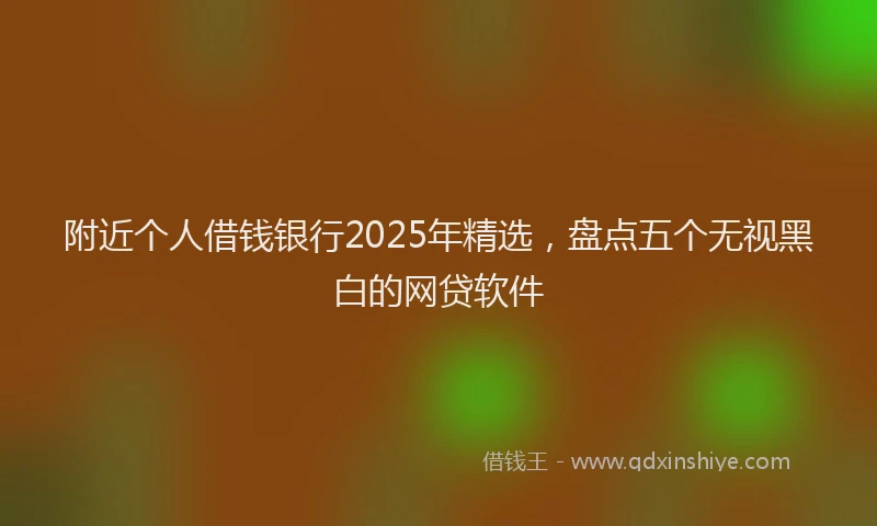 附近个人借钱银行2025年精选，盘点五个无视黑白的网贷软件