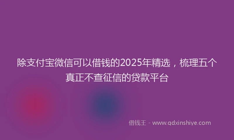 除支付宝微信可以借钱的2025年精选，梳理五个真正不查征信的贷款平台