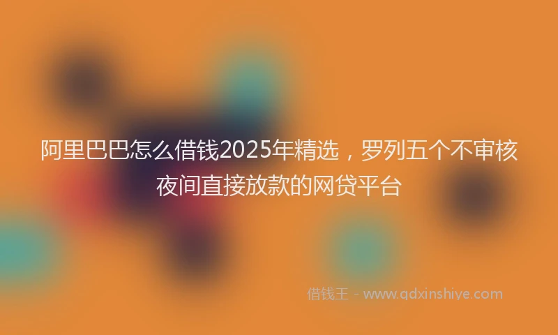 阿里巴巴怎么借钱2025年精选，罗列五个不审核夜间直接放款的网贷平台
