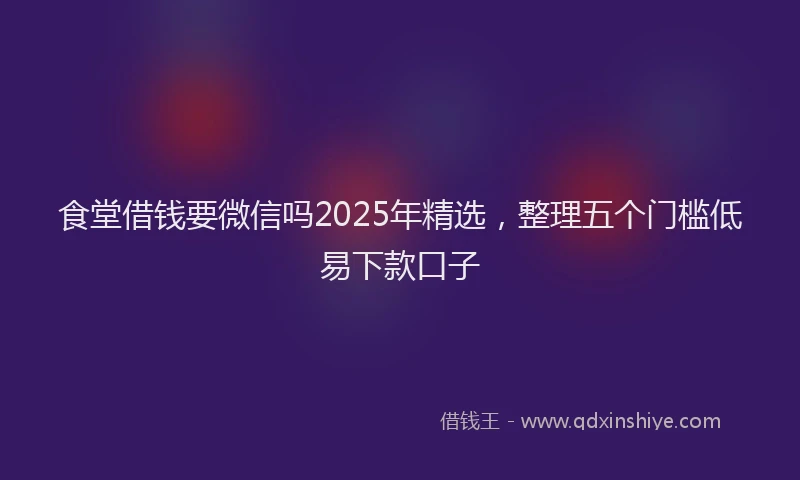 食堂借钱要微信吗2025年精选，整理五个门槛低易下款口子