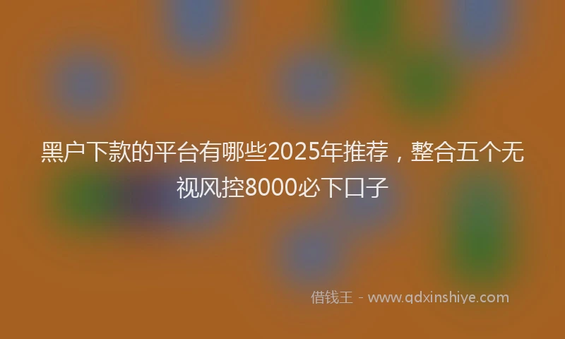 黑户下款的平台有哪些2025年推荐，整合五个无视风控8000必下口子
