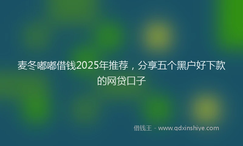麦冬嘟嘟借钱2025年推荐，分享五个黑户好下款的网贷口子