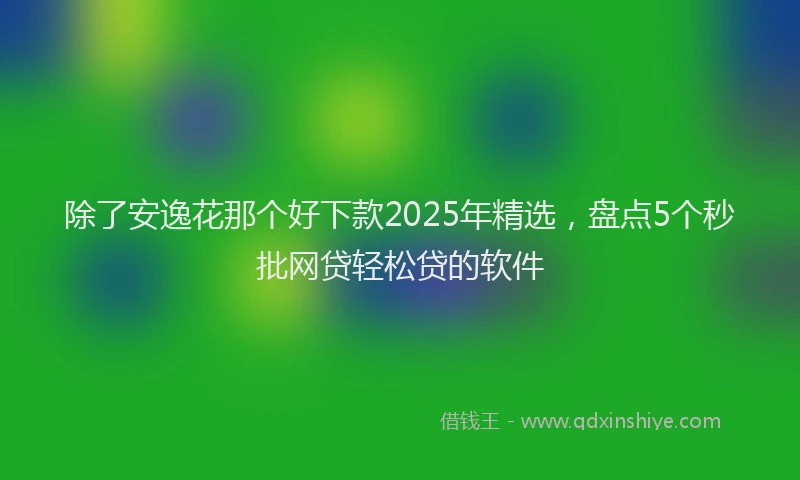 除了安逸花那个好下款2025年精选，盘点5个秒批网贷轻松贷的软件