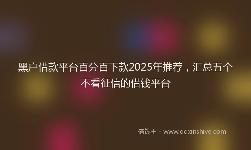 黑户借款平台百分百下款2025年推荐，汇总五个不看征信的借钱平台