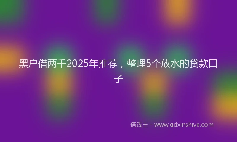 黑户借两千2025年推荐，整理5个放水的贷款口子