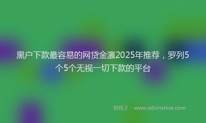 黑户下款最容易的网贷金瀛2025年推荐，罗列5个5个无视一切下款的平台