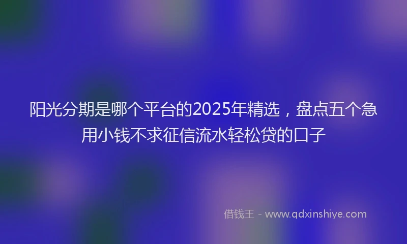 阳光分期是哪个平台的2025年精选，盘点五个急用小钱不求征信流水轻松贷的口子