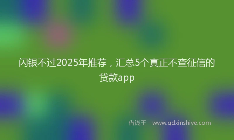 闪银不过2025年推荐，汇总5个真正不查征信的贷款app