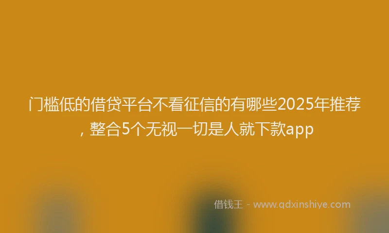 门槛低的借贷平台不看征信的有哪些2025年推荐，整合5个无视一切是人就下款app