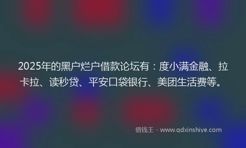 2025年的黑户烂户借款论坛有：度小满金融、拉卡拉、读秒贷、平安口袋银行、美团生活费等。
