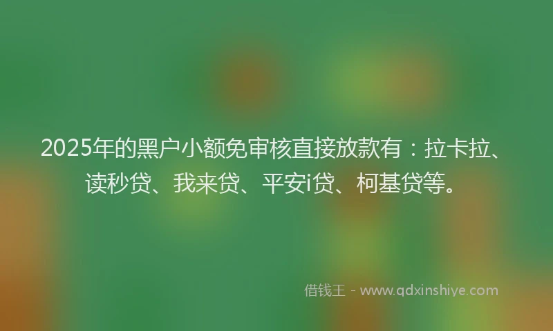 2025年的黑户小额免审核直接放款有：拉卡拉、读秒贷、我来贷、平安i贷、柯基贷等。