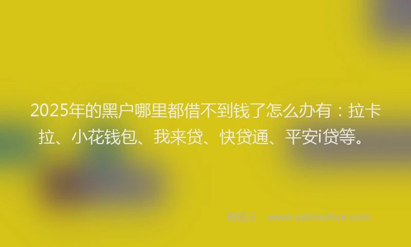 2025年的黑户哪里都借不到钱了怎么办有：拉卡拉、小花钱包、我来贷、快贷通、平安i贷等。