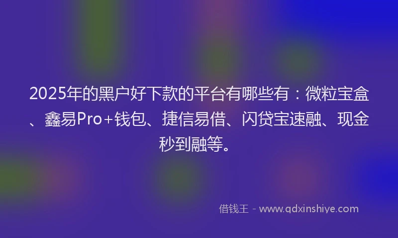 2025年的黑户好下款的平台有哪些有：微粒宝盒、鑫易Pro+钱包、捷信易借、闪贷宝速融、现金秒到融等。