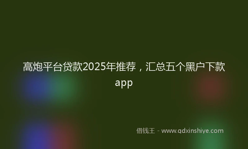 高炮平台贷款2025年推荐，汇总五个黑户下款app