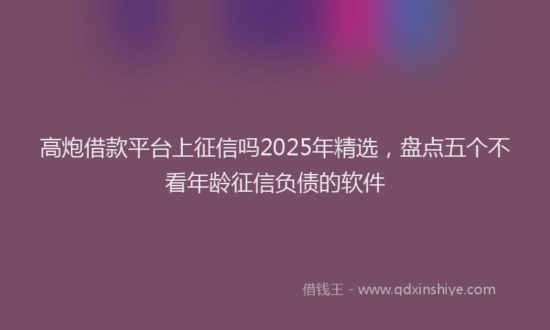 高炮借款平台上征信吗2025年精选，盘点五个不看年龄征信负债的软件