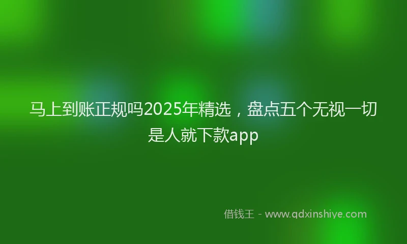 马上到账正规吗2025年精选，盘点五个无视一切是人就下款app