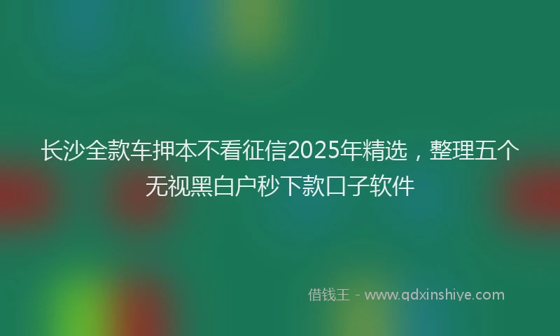 长沙全款车押本不看征信2025年精选，整理五个无视黑白户秒下款口子软件