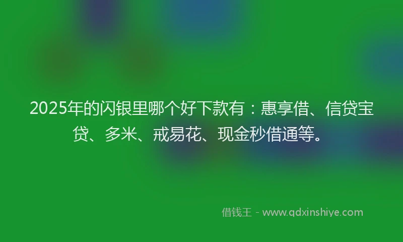 2025年的闪银里哪个好下款有：惠享借、信贷宝贷、多米、戒易花、现金秒借通等。
