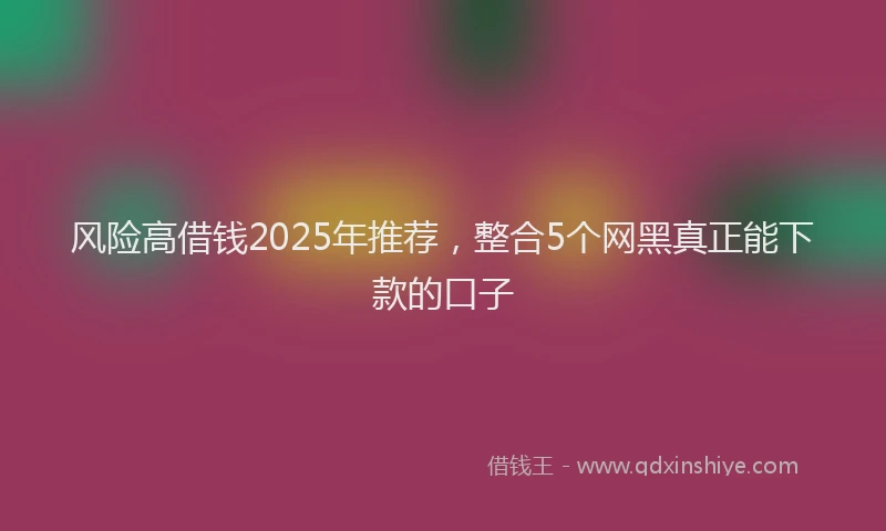 风险高借钱2025年推荐，整合5个网黑真正能下款的口子