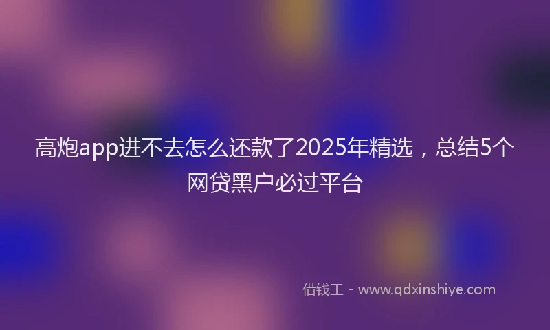 高炮app进不去怎么还款了2025年精选，总结5个网贷黑户必过平台