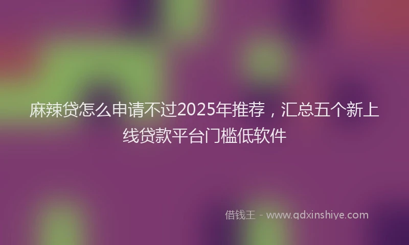 麻辣贷怎么申请不过2025年推荐，汇总五个新上线贷款平台门槛低软件