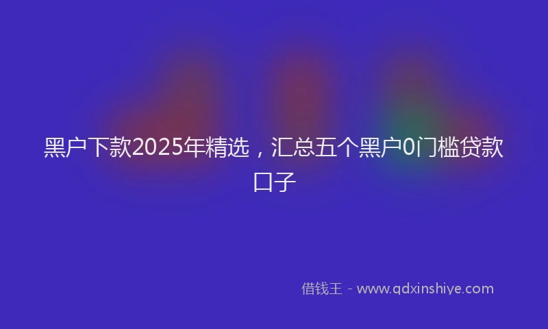 黑户下款2025年精选，汇总五个黑户0门槛贷款口子