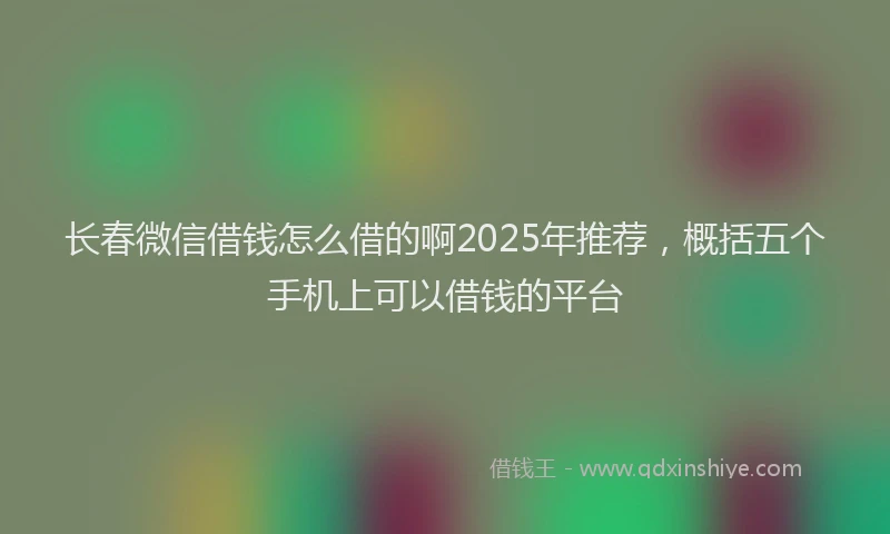 长春微信借钱怎么借的啊2025年推荐，概括五个手机上可以借钱的平台
