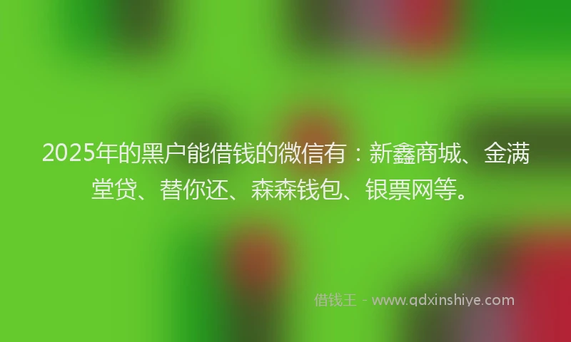 2025年的黑户能借钱的微信有：新鑫商城、金满堂贷、替你还、森森钱包、银票网等。