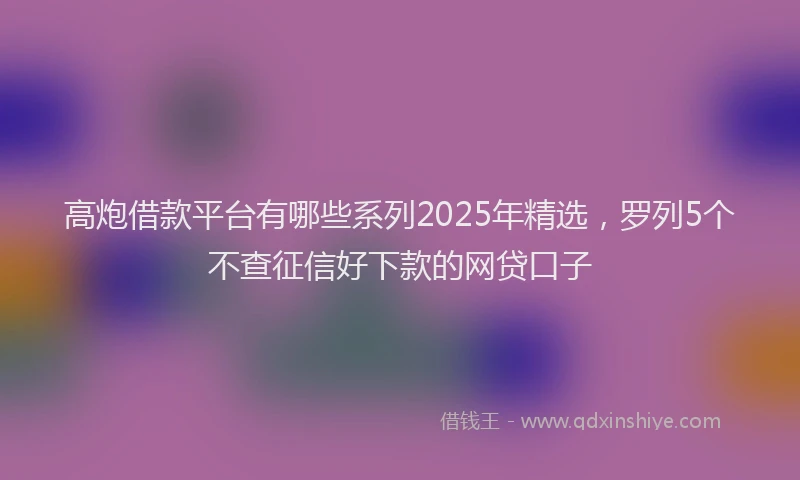 高炮借款平台有哪些系列2025年精选，罗列5个不查征信好下款的网贷口子