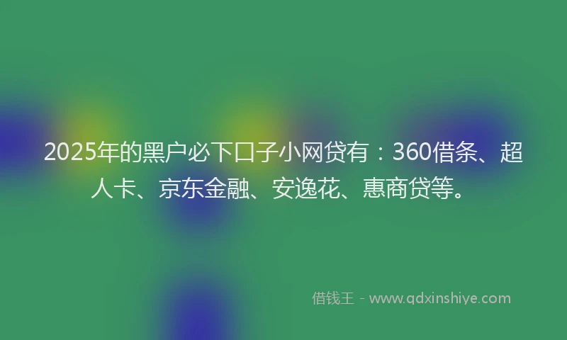 2025年的黑户必下口子小网贷有：360借条、超人卡、京东金融、安逸花、惠商贷等。
