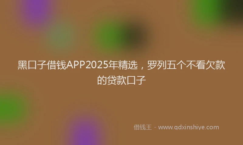 黑口子借钱APP2025年精选，罗列五个不看欠款的贷款口子