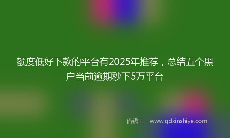 额度低好下款的平台有2025年推荐，总结五个黑户当前逾期秒下5万平台