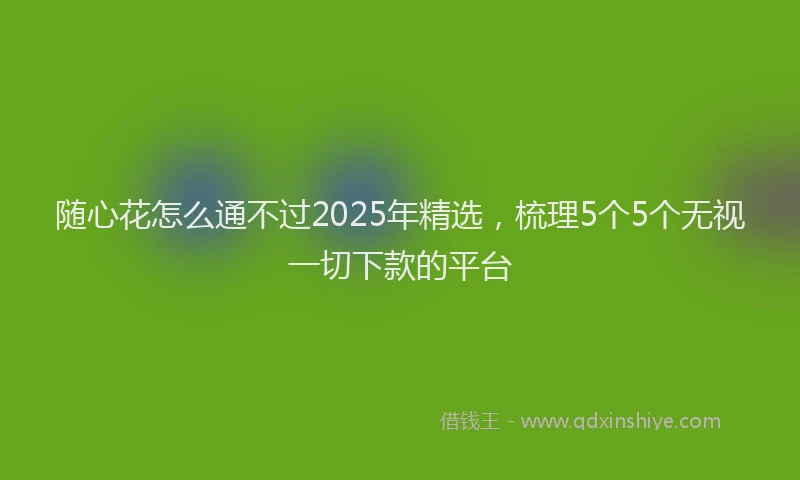 随心花怎么通不过2025年精选，梳理5个5个无视一切下款的平台
