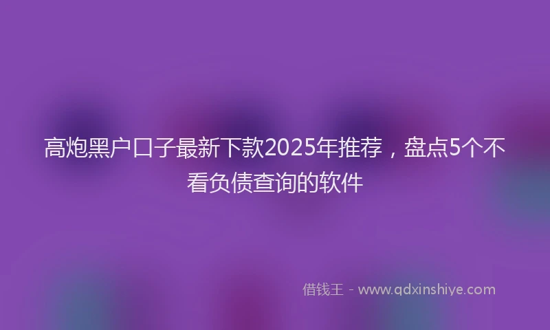 高炮黑户口子最新下款2025年推荐，盘点5个不看负债查询的软件